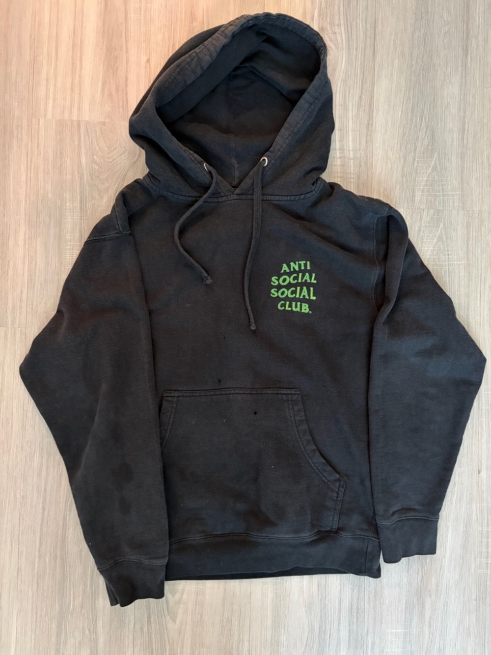 Anti Social Social Club Black Hoodie with Lime Green Chest Logo